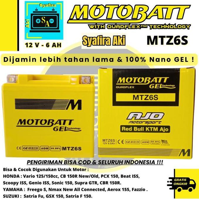 Aki motor Kawasaki KLX 150 Motobatt MTZ6S aki gel