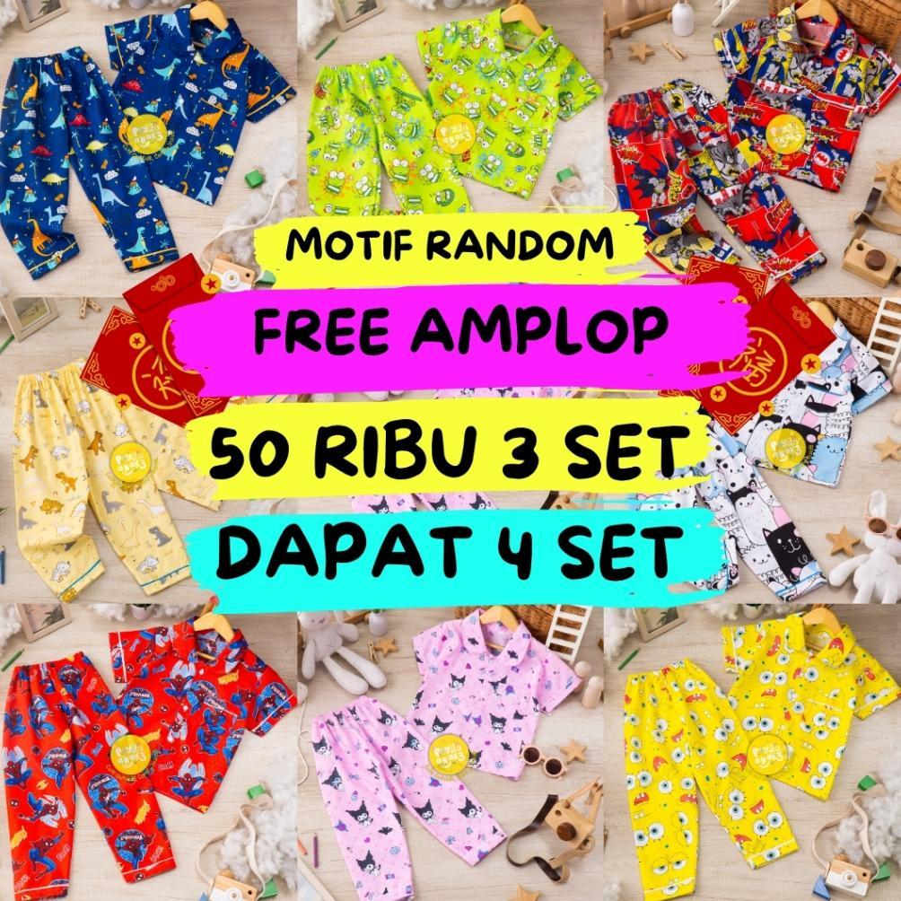 Mulus (Free Amplop) Paket 50 Ribu Beli 3 Dapat 4 Piyama Anak Bayi Sampai Dewasa Motif Random