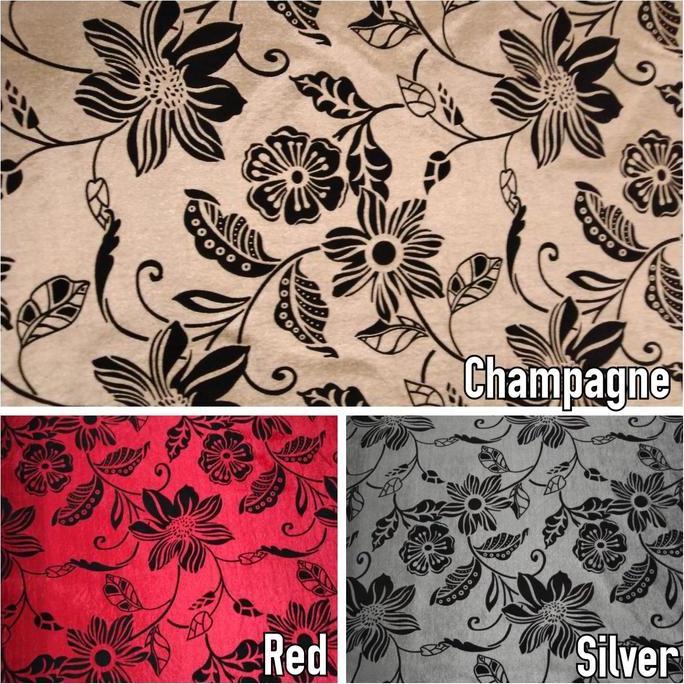 Kain Flocking Beludru Sofa / Jok / Kursi Motif Bunga Kembang - Osaka