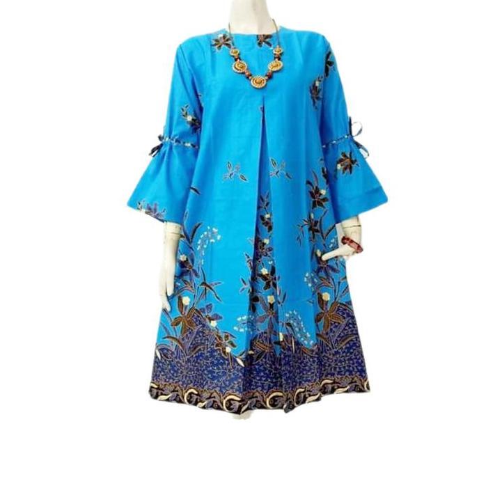 Ori Unggul Jaya Tunik Batik Redy Baju Batik Atasan Wanita Kain Katun PRIMISIMA Hitam Manis Motif Bun