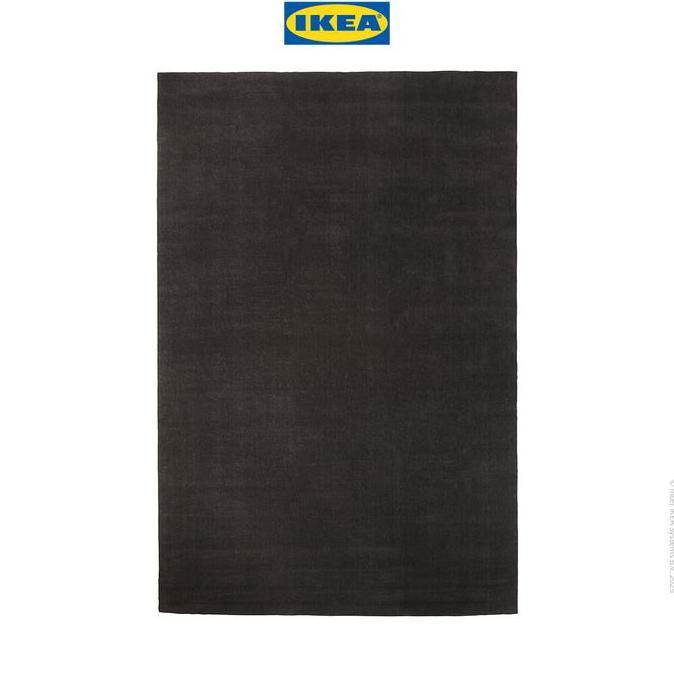 DISKON SPESIAL - IKEA BUSSFIL Karpet Bulu Tipis Abu Tua 120x180cm Furniture Kain Karet