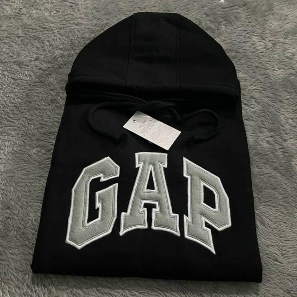 HEMAT Jaket gap - Hoodie GAP Navy Teks Kuning Bordir Uniseks Premium Size M sampai XXL Dewasa