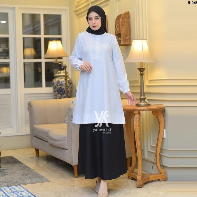 Tunik Putih/Setelan Rok Baju Hitam Putih/pramuka guru Wanita/baju kerja dinas Busuy/Baju Setelan Tun
