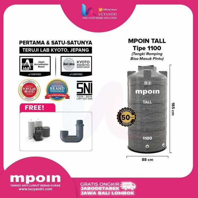 Tangki Air MPOIN 1200 Tall Toren Tandon Tanki 1200 L Mpoin Plus