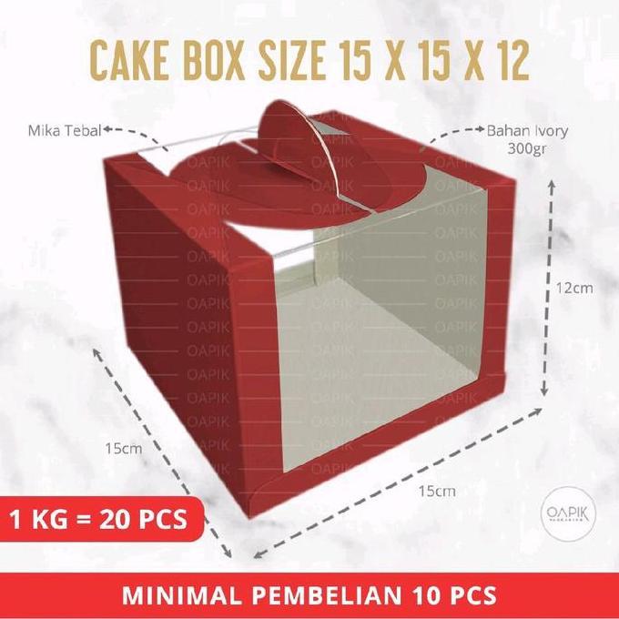 Ready Cake Box Mika 15x15x12 cm | Kotak Kue Mika Transparan Handle | Box Souvenir / Packaging Hamper