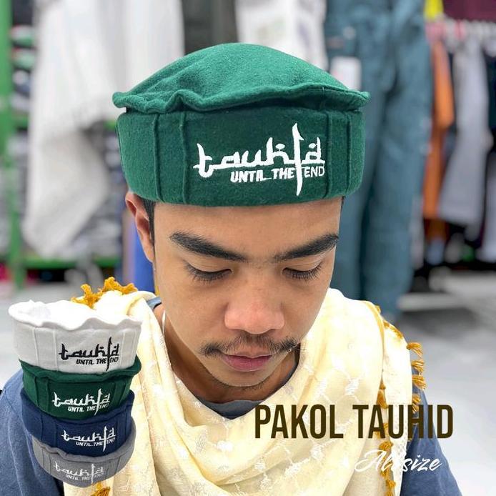 AL-AANA COLLECTION Peci Pakol Tauhid Bordir Kopiah Bulu Dewasa Bahan Bludru Woll Lembut Nyaman Logo 