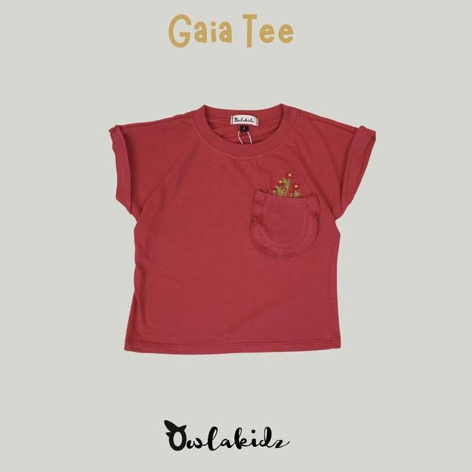 OWLAKIDZ - GAIA TEE RED BLUSH - Atasan anak perempuan - kaos anak perempuan