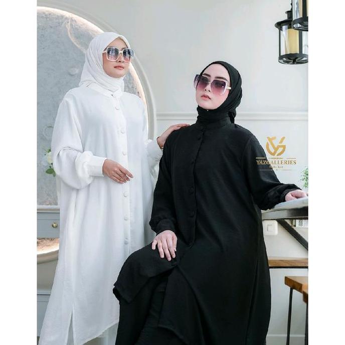 Faradisa Set Long Tunik Kulot Full Kancing Bungkus Aktif Crinkle Airflow/ Set Tunik Celana Umroh War