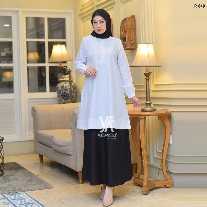Tunik Putih/Setelan Rok Baju Hitam Putih/pramuka guru Wanita/baju kerja dinas Busuy/Baju Setelan Tun