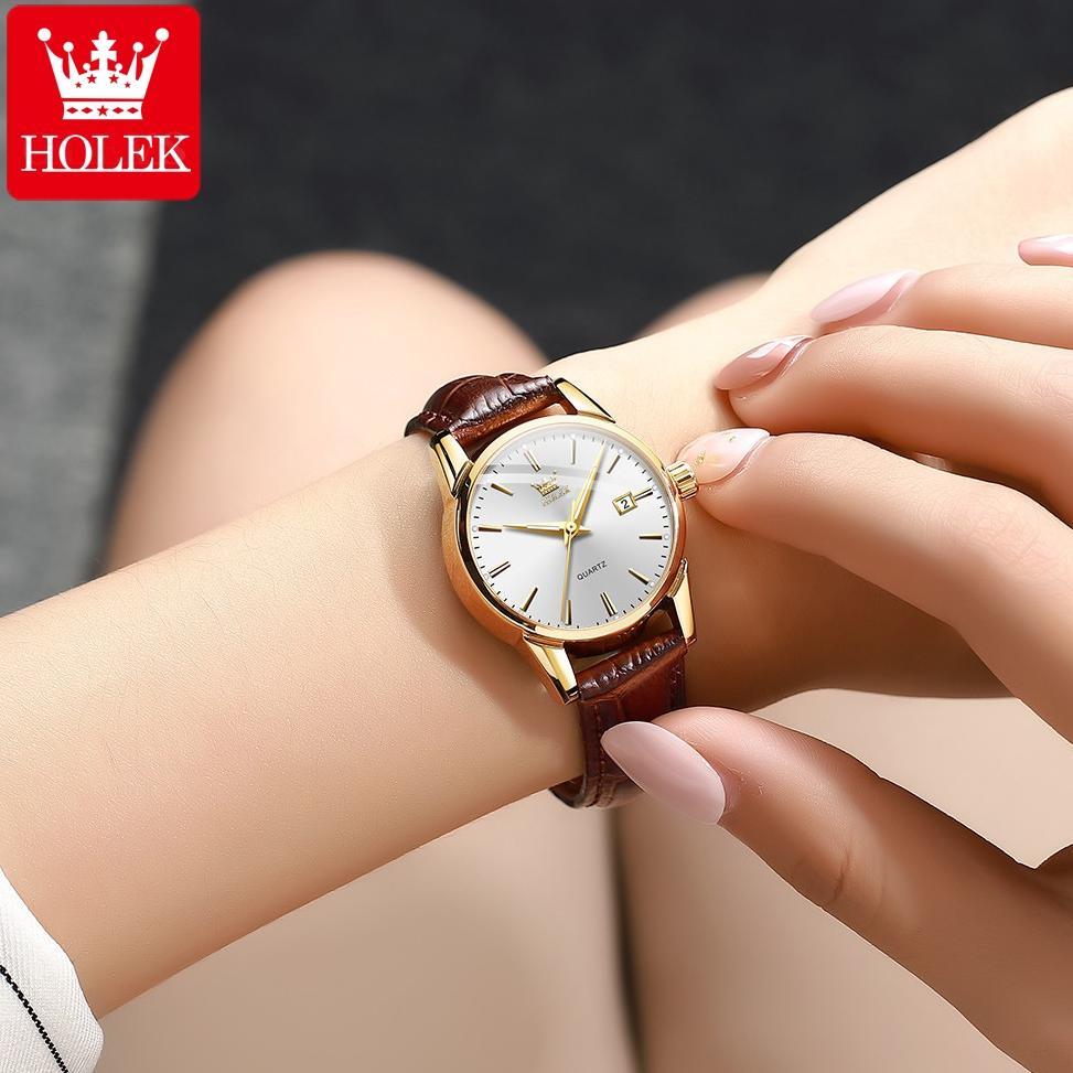 GARANSI HOLEK H001 Jam Tangan Couple Pasangan Anti Air Luxury Fashion Tali Kulit Dewasa Watch+Kotak 