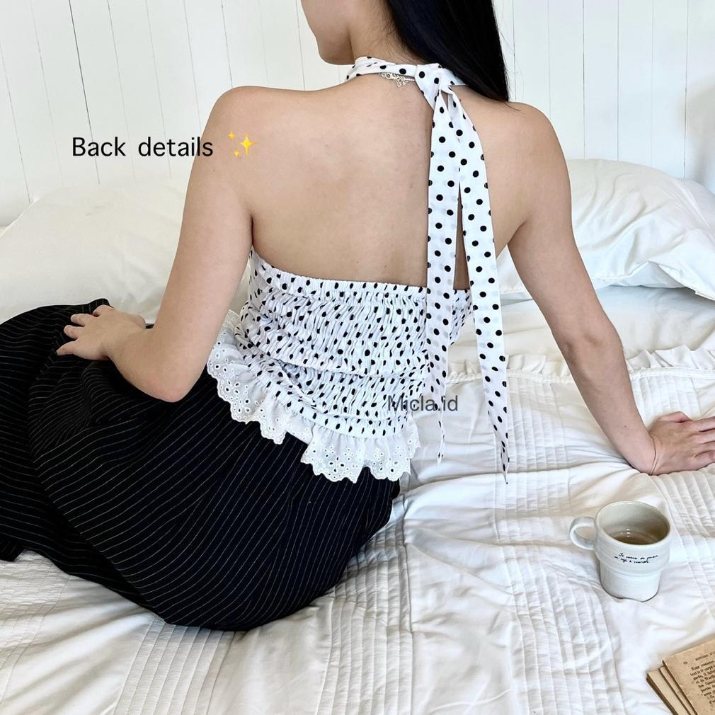 BEST SALE MICLA - Kezia Top | Atasan Wanita Polkadot Halter Top | Tanktop Wanita Kekinian Polkadot H