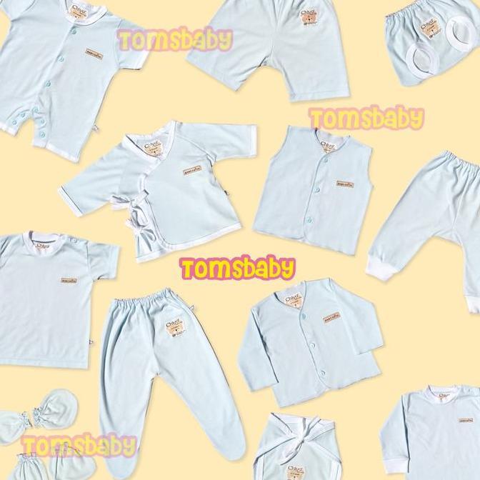 [BIRU 0-3m SML] CHIYO BABY 1pcs Baju Kimono Celana Jumper Romper STK Topi Popok Tali Bayi Baru Lahir