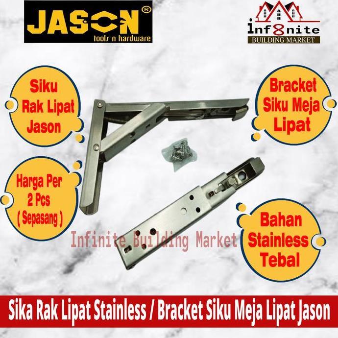 Siku Rak Lipat Stainless Jason Bracket Engsel Siku Meja Lipat Dinding