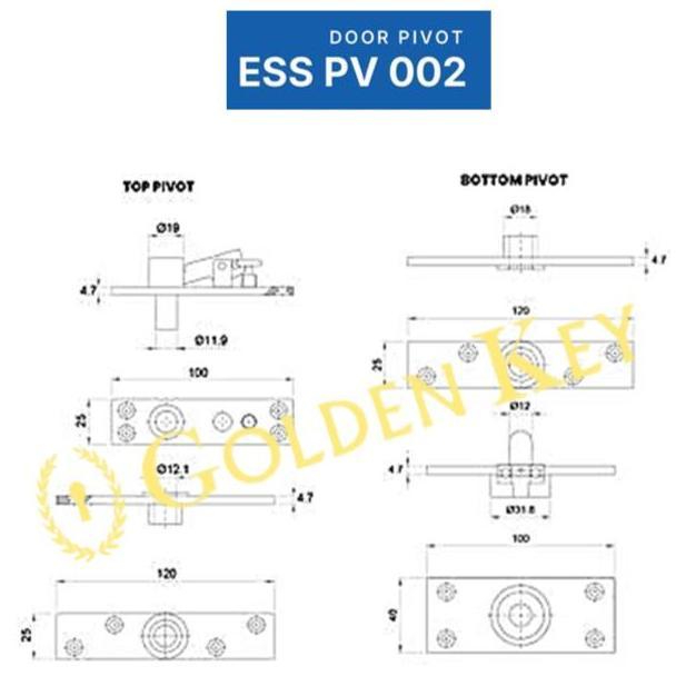 Engsel Pivot Hinge Dekkson Dekson ESS PV 002 SSS Pintu Kayu