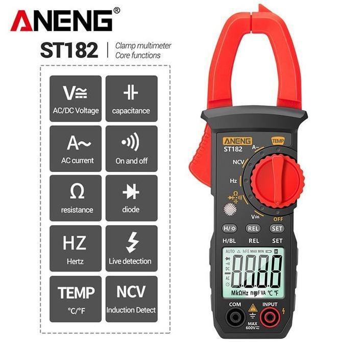 NARBU COD ANENG ST182 Clamp Meter Digital Tang Ampere AC DC Voltmeter Amperemeter Multimeter dengan 