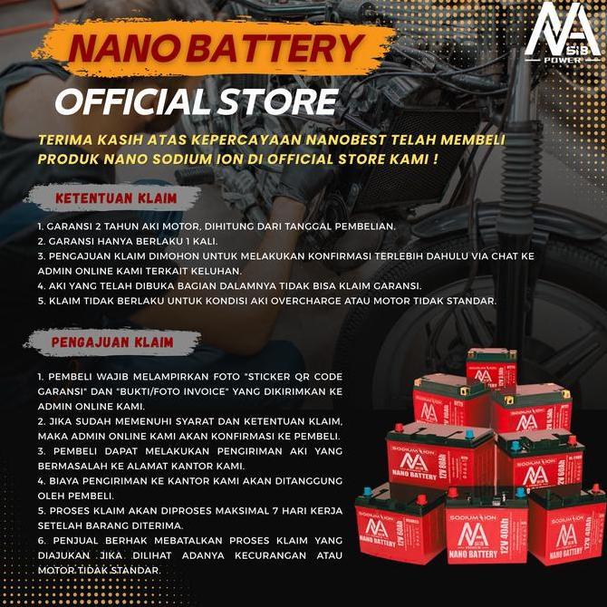 Nano Battery Aki Motor Sodium Ion 12V 3.9Ah/12V 5Ah Aki Motor Ytx4A 12V 3.9Ah/12V 5Ah Aki Kering Gar