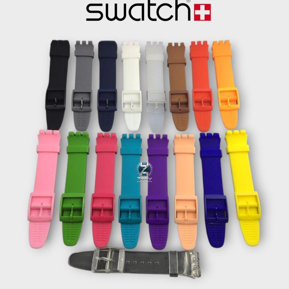 Strap Tali Jam Swatch Black Rebel New Gent Original Swatch Ukuran 17mm 19mm Diskon
