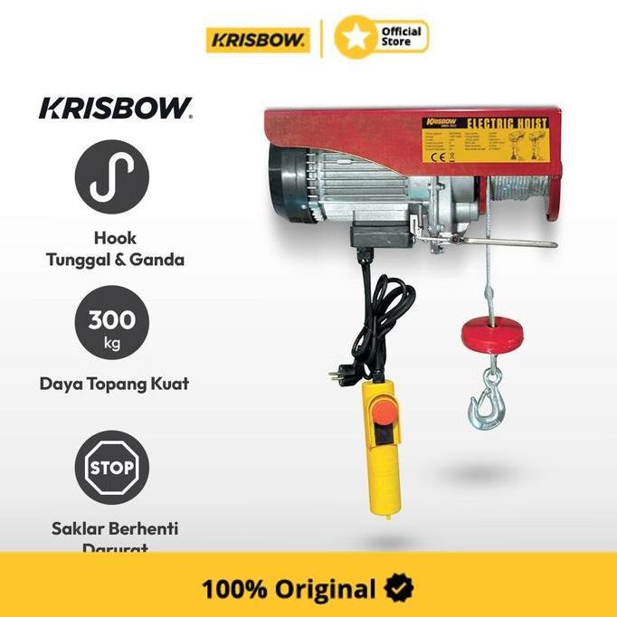 Krisbow Alat Derek Elektrik Hoist Reel Double Hook 300 Kg