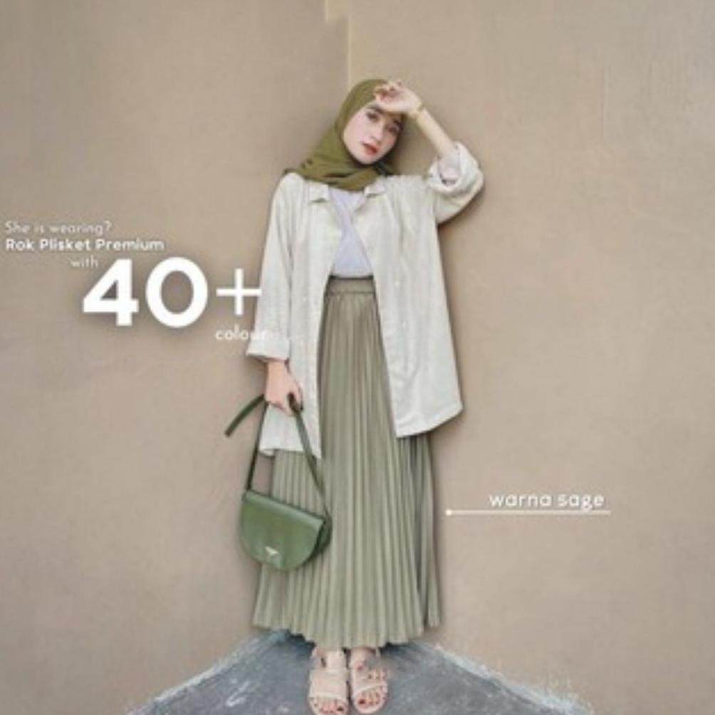 FLASH SALE Rok Plisket Premium Jumbo / Rok plisket rempel panjang/rok plisket premium polos panjang/