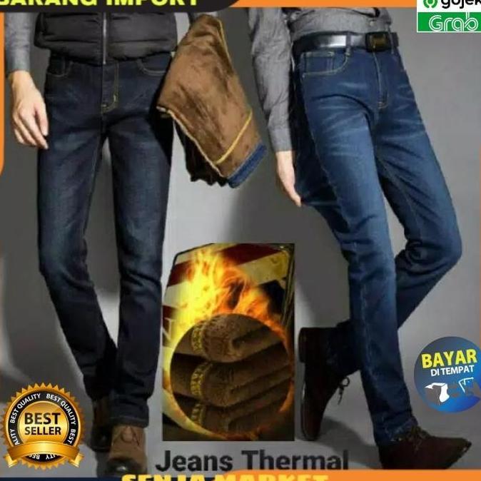 CELANA JEANS WINTER PRIA LONGJOHN MUSIM DINGIN THERMAL TEBAL FASHION PRIA