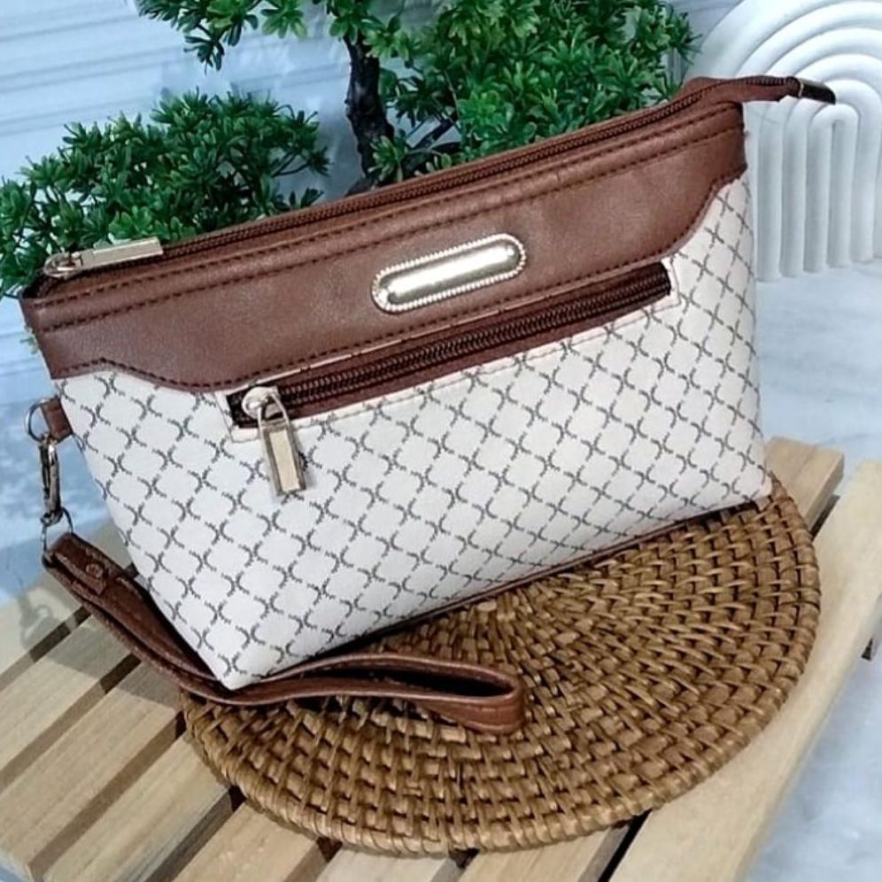 WAJIB PUNYA Khanza1 Clutch - Dompet Pouch Wanita 2 Rest 2 Ruang Muat HP Dan Peralatan Kosmetik / Dom