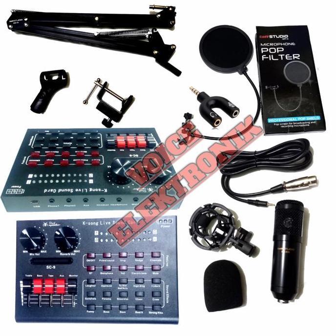 Paket Soundcard Black Spider V9 Mic BM 800 Lengkap