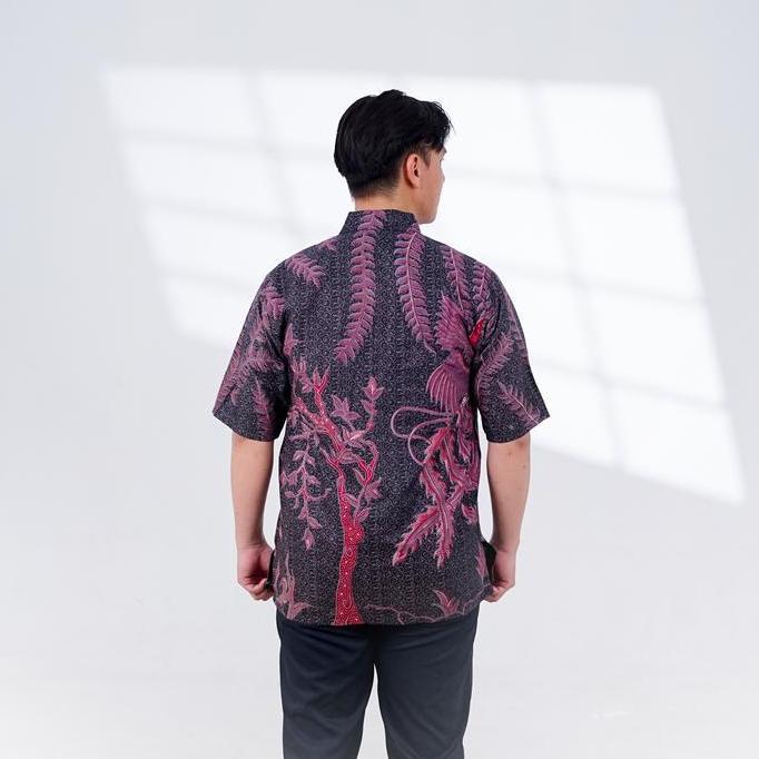 BATIK TRUSMI Atasan Batik Pria Kemeja Lengan Pendek Gama Ungu