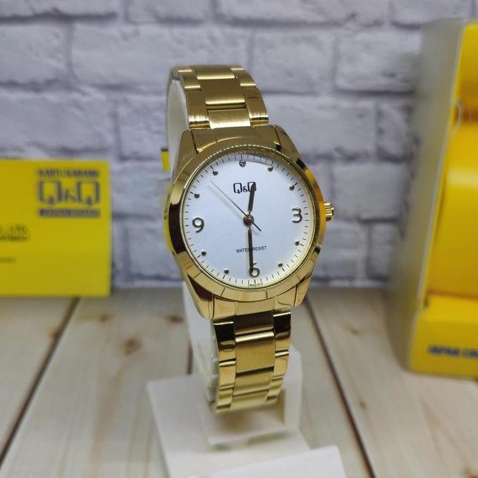 Q&Q QQ Analog Jam Tangan Wanita Gold Rantai QB43J014Y Original