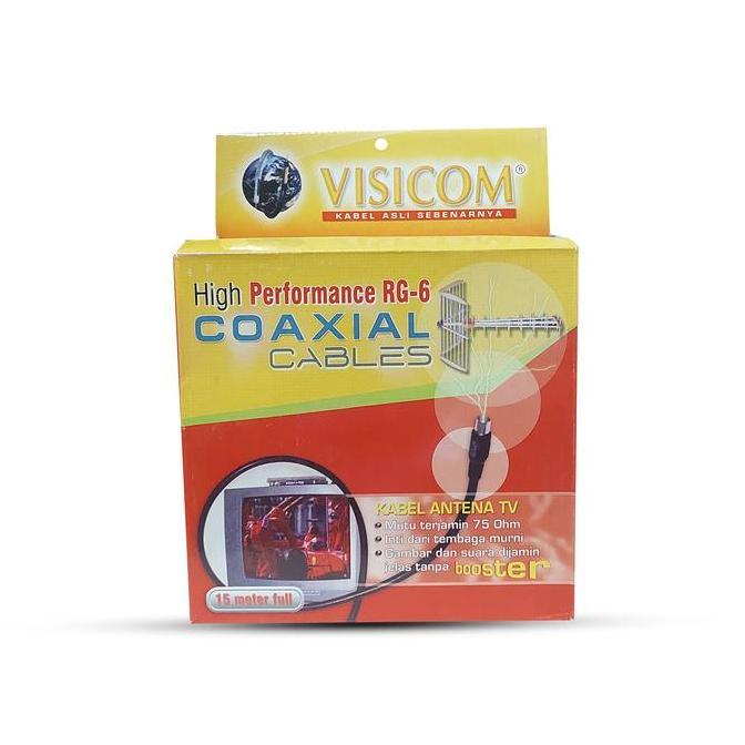 Kabel Antena TV Visicom Coaxial Rg6 + Jack 15 Meter