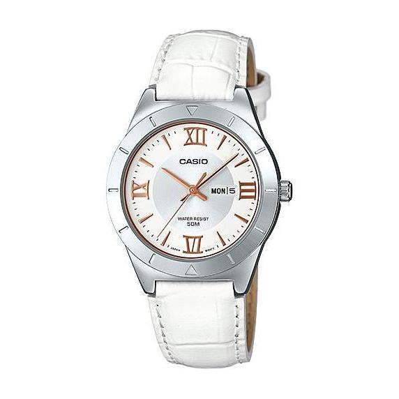 Casio Analaog Jam Tangan Wanita Kulit Putih LTP-1410L-7A1 Original