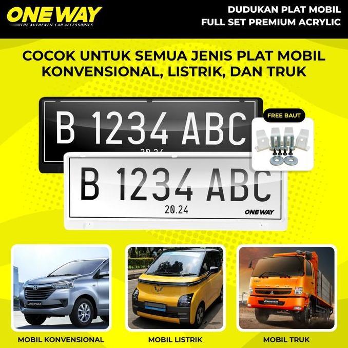 AVANZA XENIA Tatakan Dudukan Plat Nomor Mobil Akrilik Mika ONEWAY SET