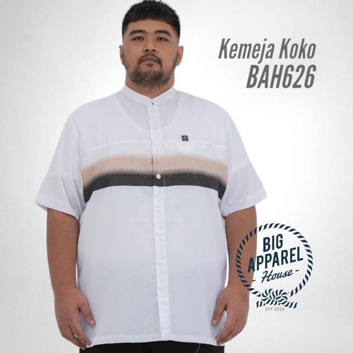 New Kemeja Koko Jumbo Big Size Pria Laki Cowok Linen Offwhite BAH626