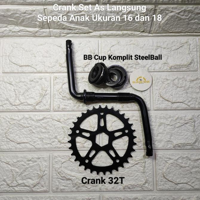 Crank Crankset As Langsung Sepeda Anak 16 Inch Komplit Gir Tengah Piringan 32T