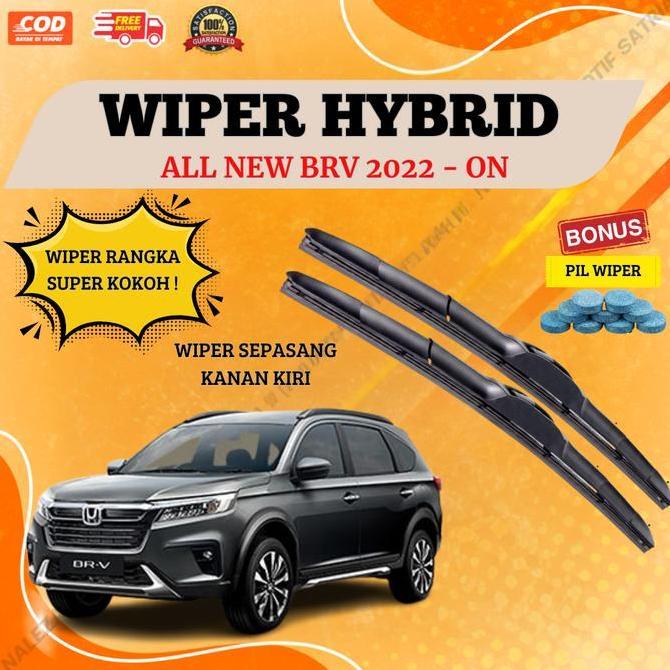 Wiper Mobil Hybrid All New Brv 2022-ON Wiper Rangka Hybrid Sepasang Kanan Kiri Bonus Sabun Air Wiper