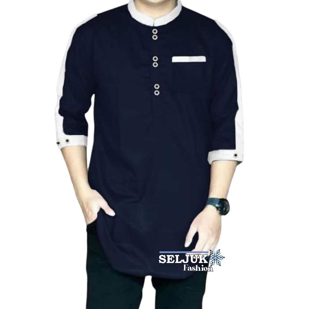Original Top Fashion Baju Koko Zaka Lengan 3/4 Premium Quality Muslim Laki Laki Pria