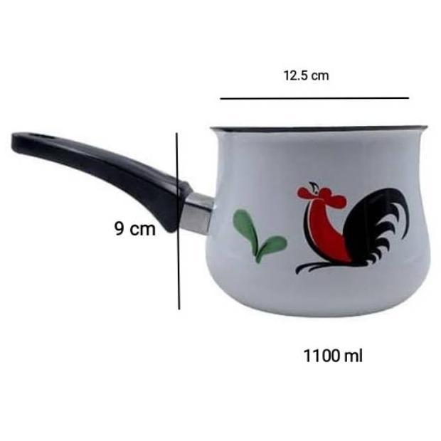 Panci Enamel milk Pan ejiri ayam jago kukuruyuk