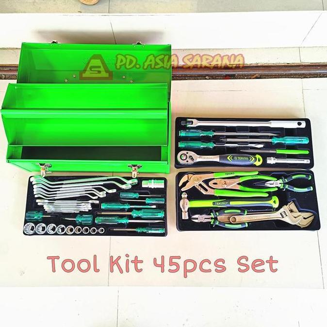 DAXZI Toolkit Kunci Mekanik 45pcs Set TEKIRO AU-MT0978 Perkakas Tool Box Socket