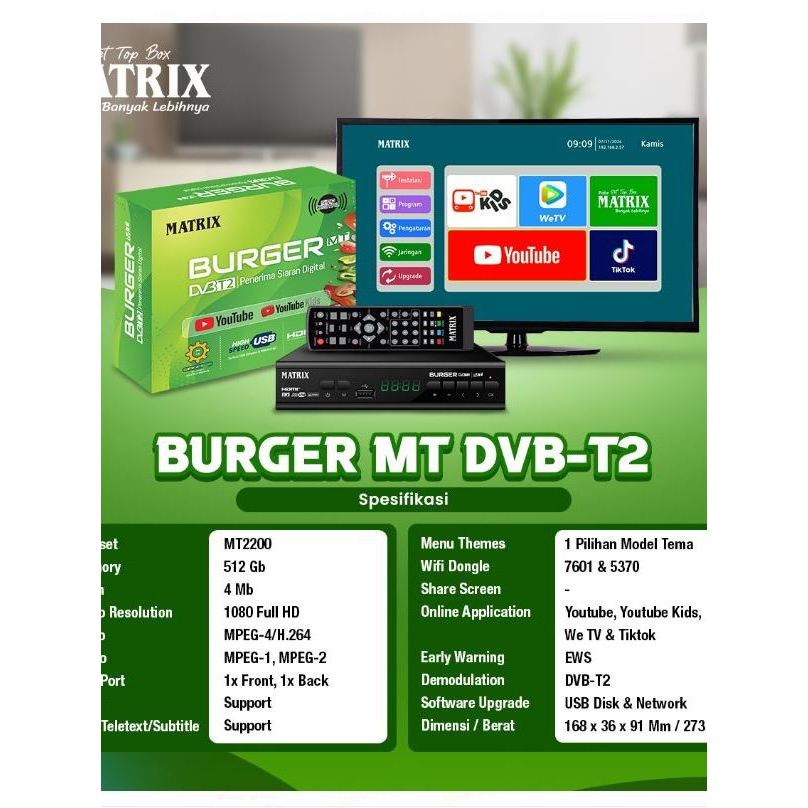 Promo Set Top Box Tv Digital Matrix Apple Dvb T2 Full Hd / Set Top Box Matrix Burger / Set Box Tv