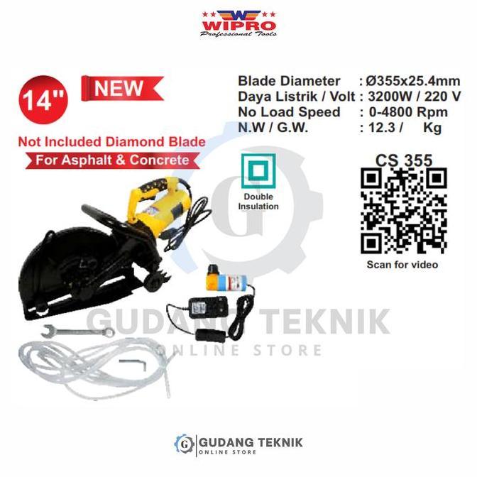 SESARKAL Mesin Gergaji Beton MULTIFUNGSI 14" WIPRO CS-355 / Mesin Gergaji Aspal