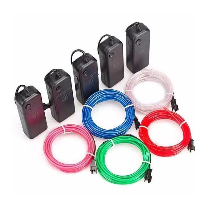 WALMERA 5Meter Lampu EL Wire Flexible Neon LED Untuk Dekorasi Interior Mobil Strip LED Set Inverter 