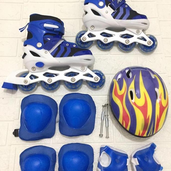 Sepatu Roda Anak Fullset Helm Deker