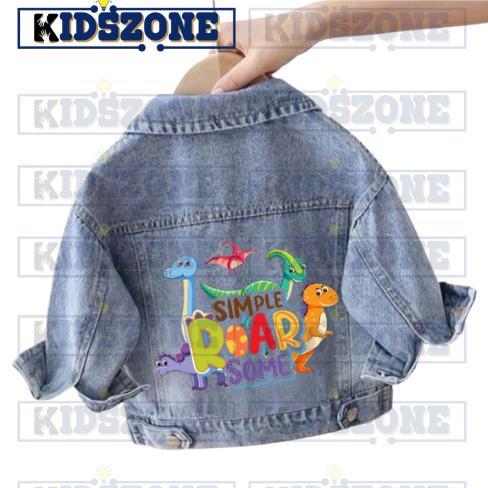 HOT PRODUCT JAKET JEANS ANAK KARAKTER DINOSAURUS SNOW BLUE & BLACK 1-7 TAHUN