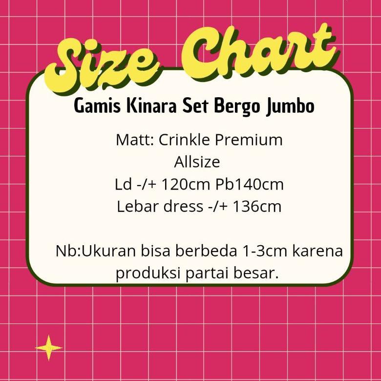FLASH SALE Kinara Set Bergo Gamis Syari Jumbo XXXL Setelan gamis dan hijab Jumbo Setelan gamis criin