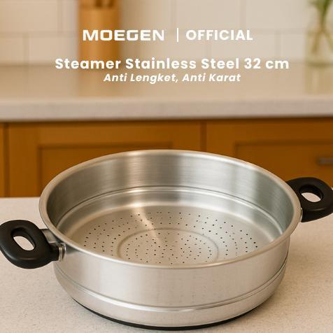 MOEGEN Steamer/Kukusan Tinggi Stainless Steel Untuk Wok Pan 32cm
