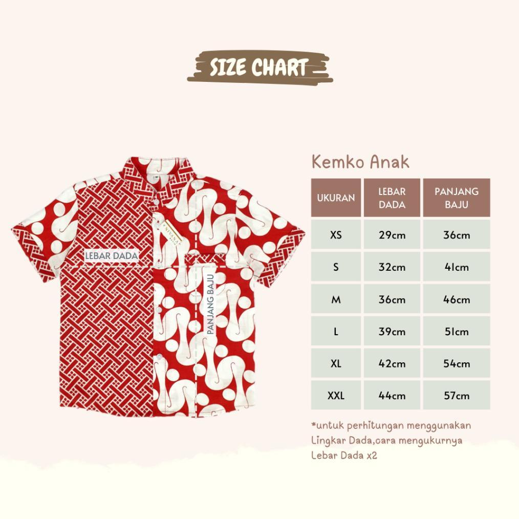 HOT SALE Atasan Batik Anak Kemeja Koko Kemko Blus Anak Perempuan Kombinasi Merah Putih Bisa Couple