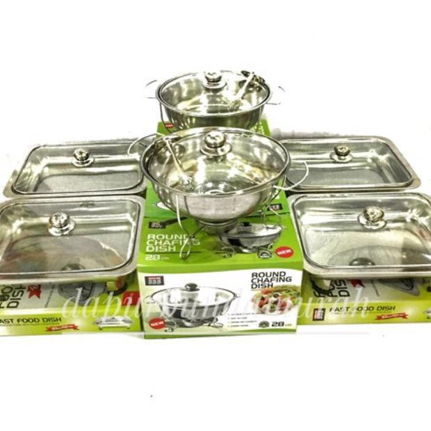 Set prasmanan stainless stell 2+4 full kaca