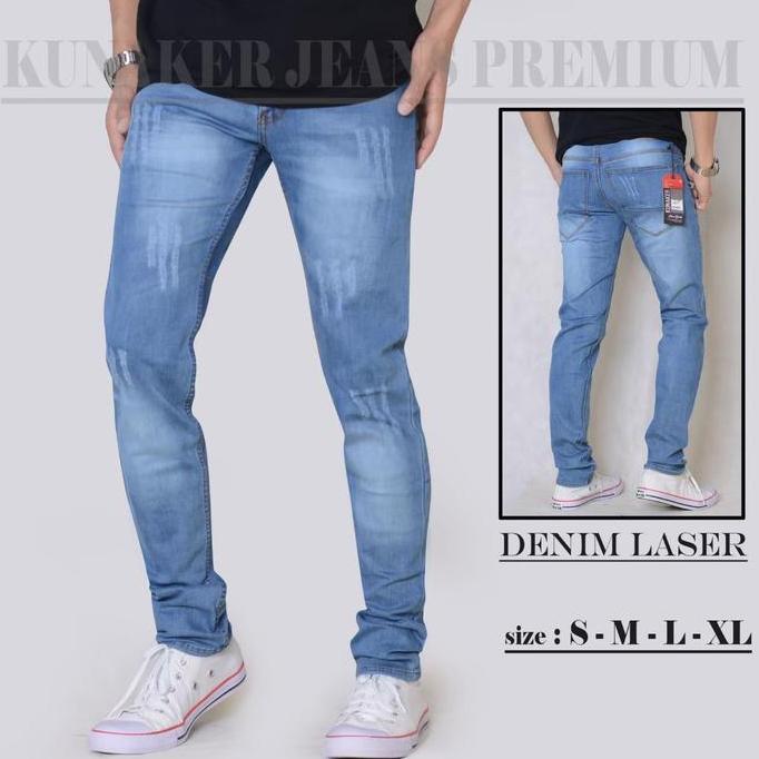 STYLE FASHION Celana jeans pria sobek cakar kucing tidak tembus/Jeans pria skinny strech Panjang Sli