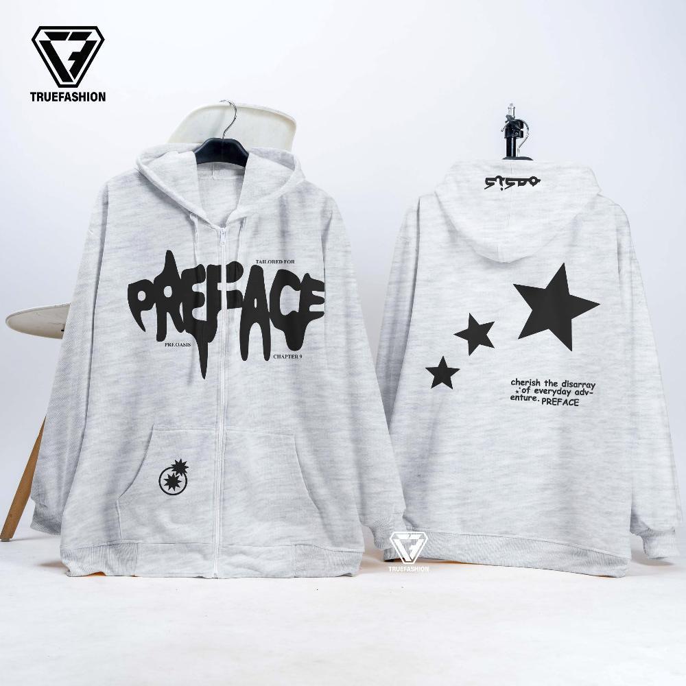 CUCI GUDANG TF - Hoodie Crop & Reguler Wanita & Pria PREFACE STAR OF EVERYDAY Zipper Streetwear Styl
