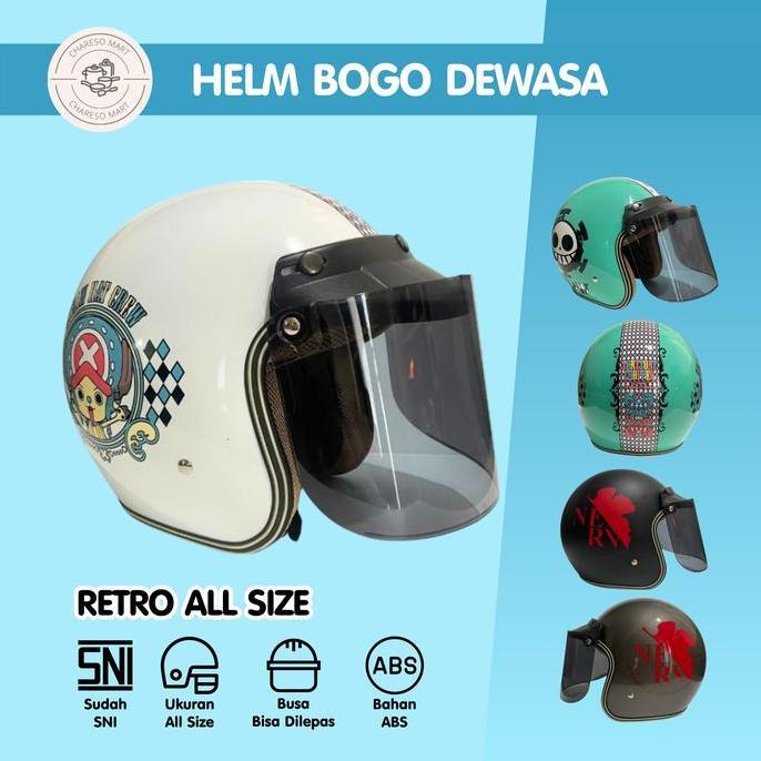 Helm HDS Retro Model Pria dan Wanita SNI Full Leher - Ukuran All Size M-XL