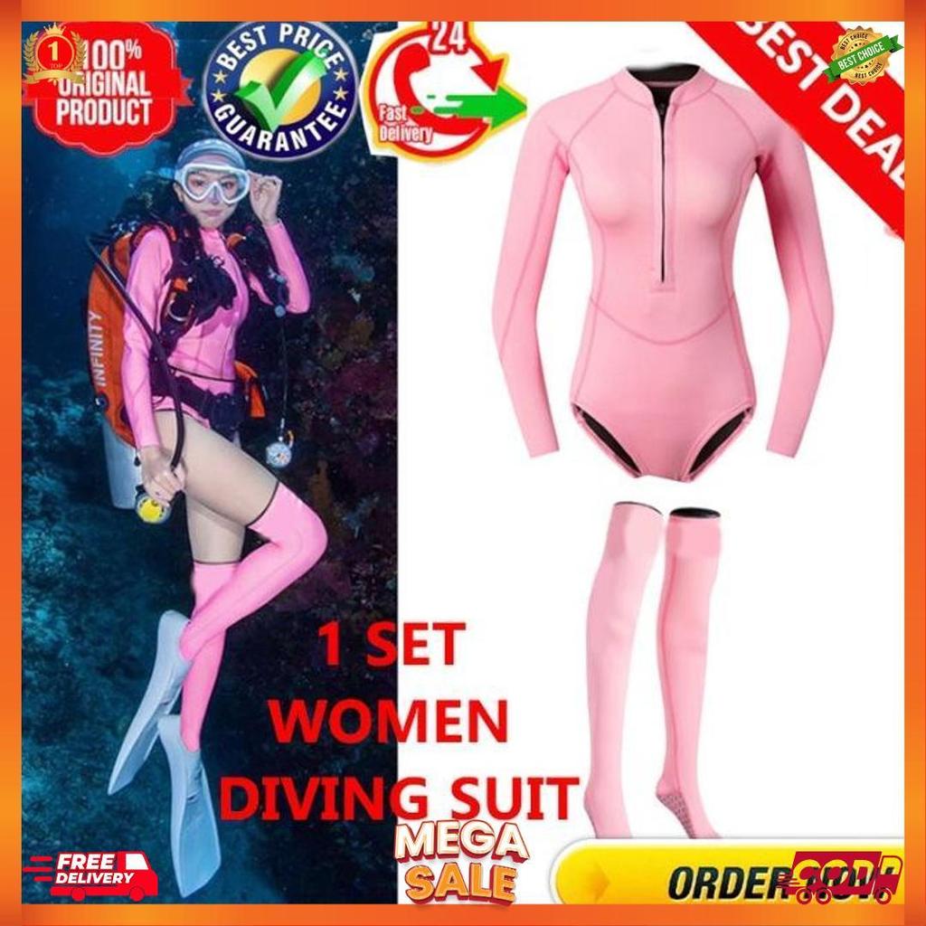 WETSUIT WANITA 3MM NEOPRENE DIVINGSUIT WOMAN - WETSUIT ZIPPER WS13 [H1]